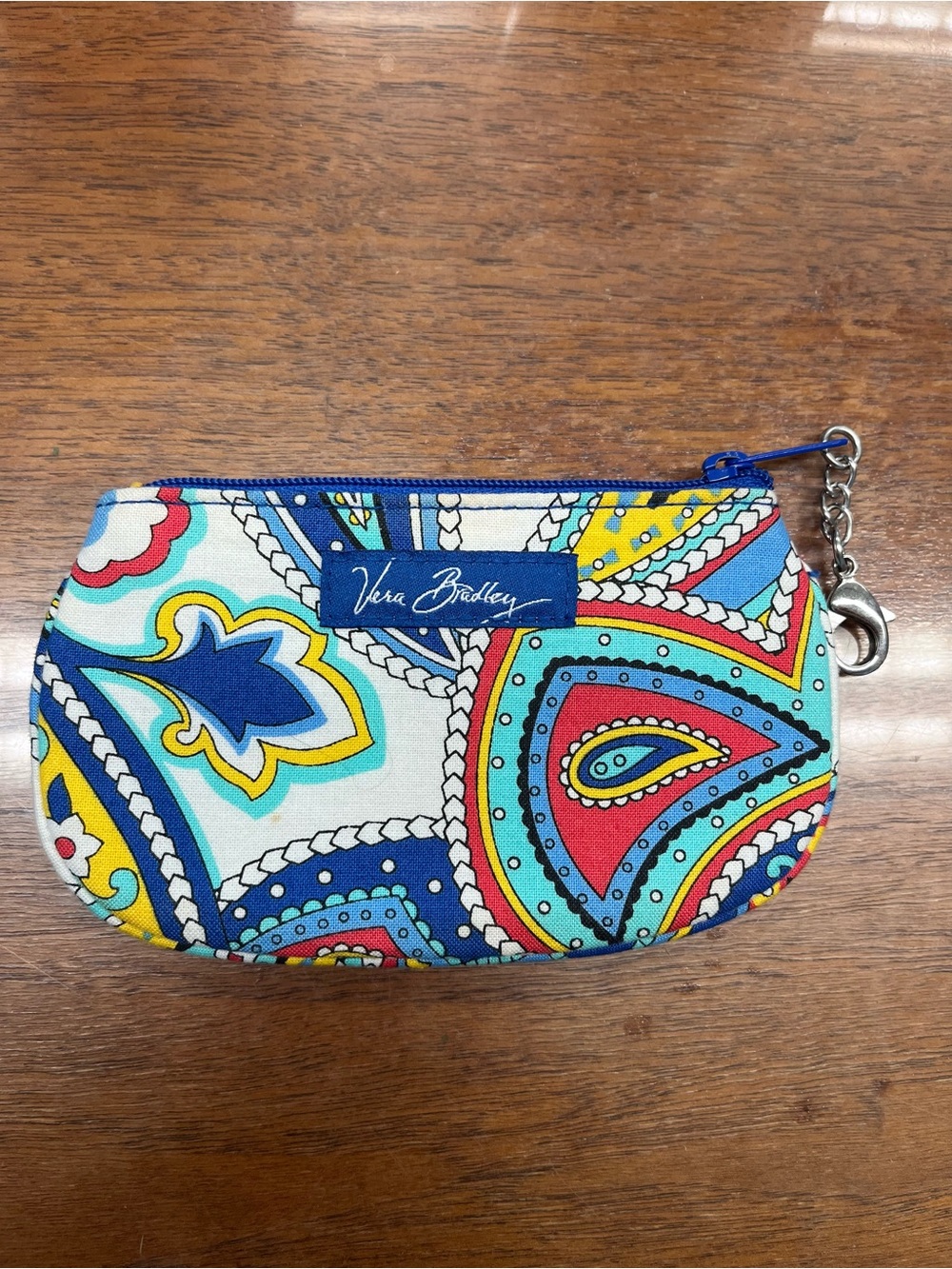 Vera Bradley Blue Red Yellow Paisley Zip Coin Pouch